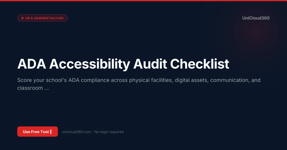Free ADA Accessibility Audit Checklist | UniCloud360