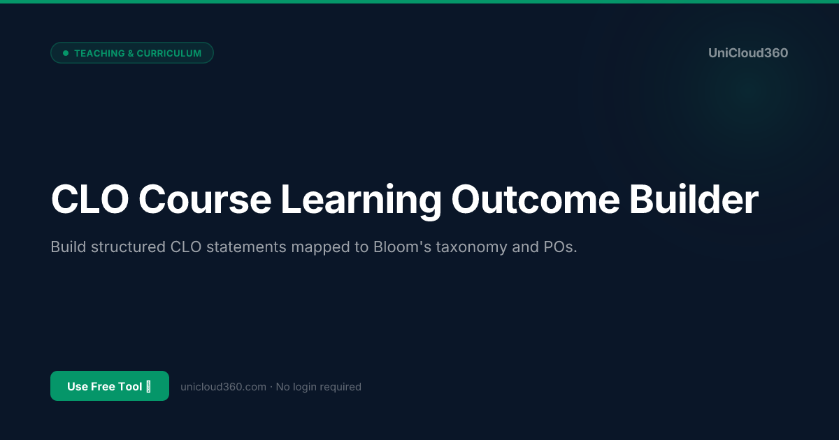 Free CLO Course Learning Outcome Builder | UniCloud360