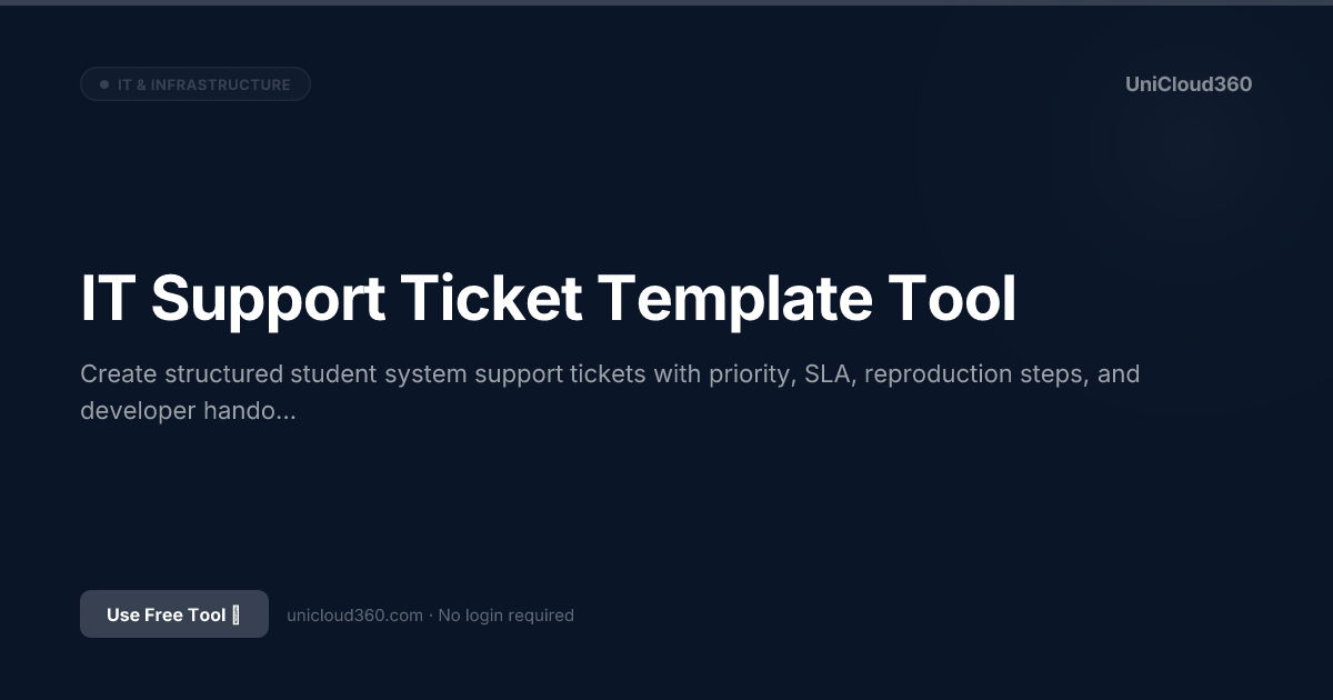 Free IT Support Ticket Template Tool | UniCloud360