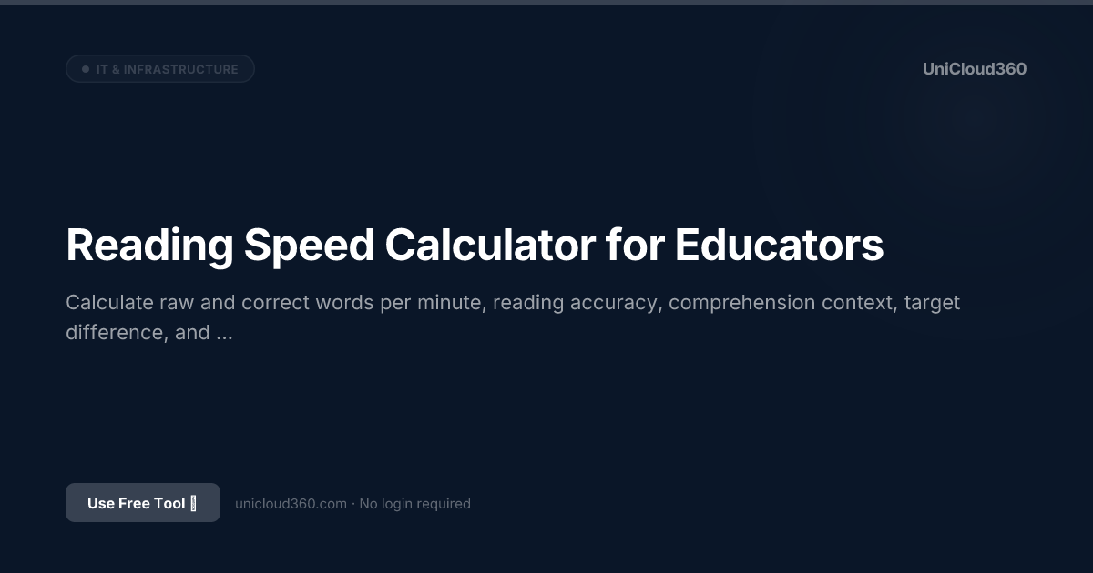 Free Reading Speed Calculator for Educators | UniCloud360